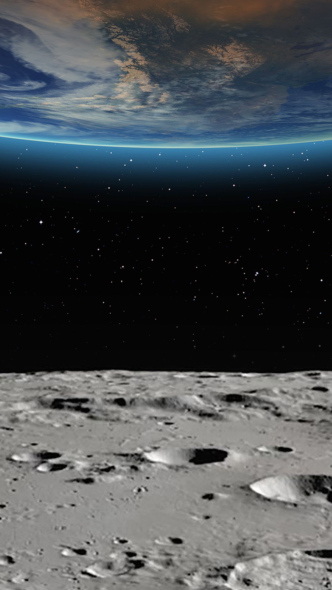 An artist impression of the moon, galaxy and planet earth