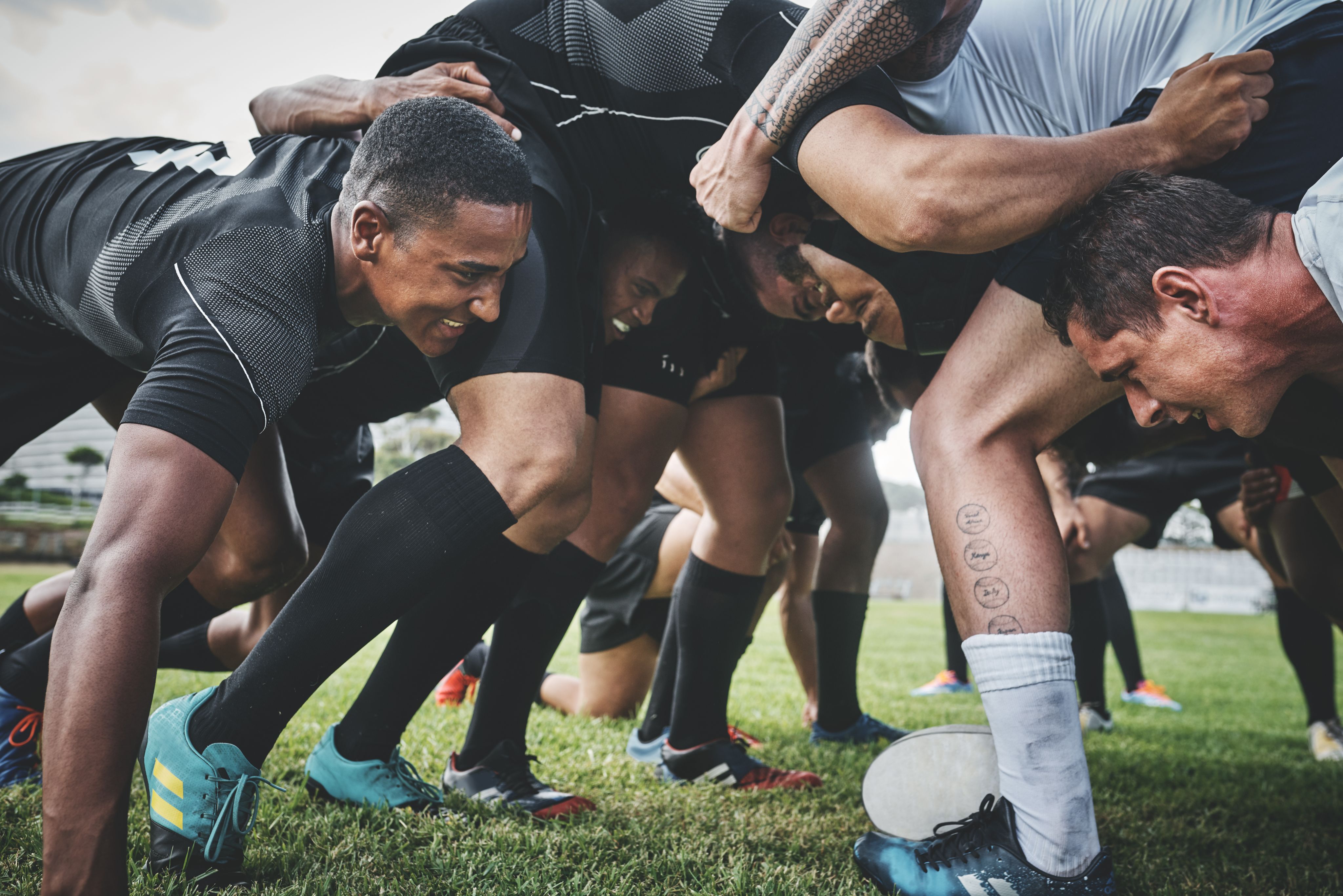 Rugby players on the field
