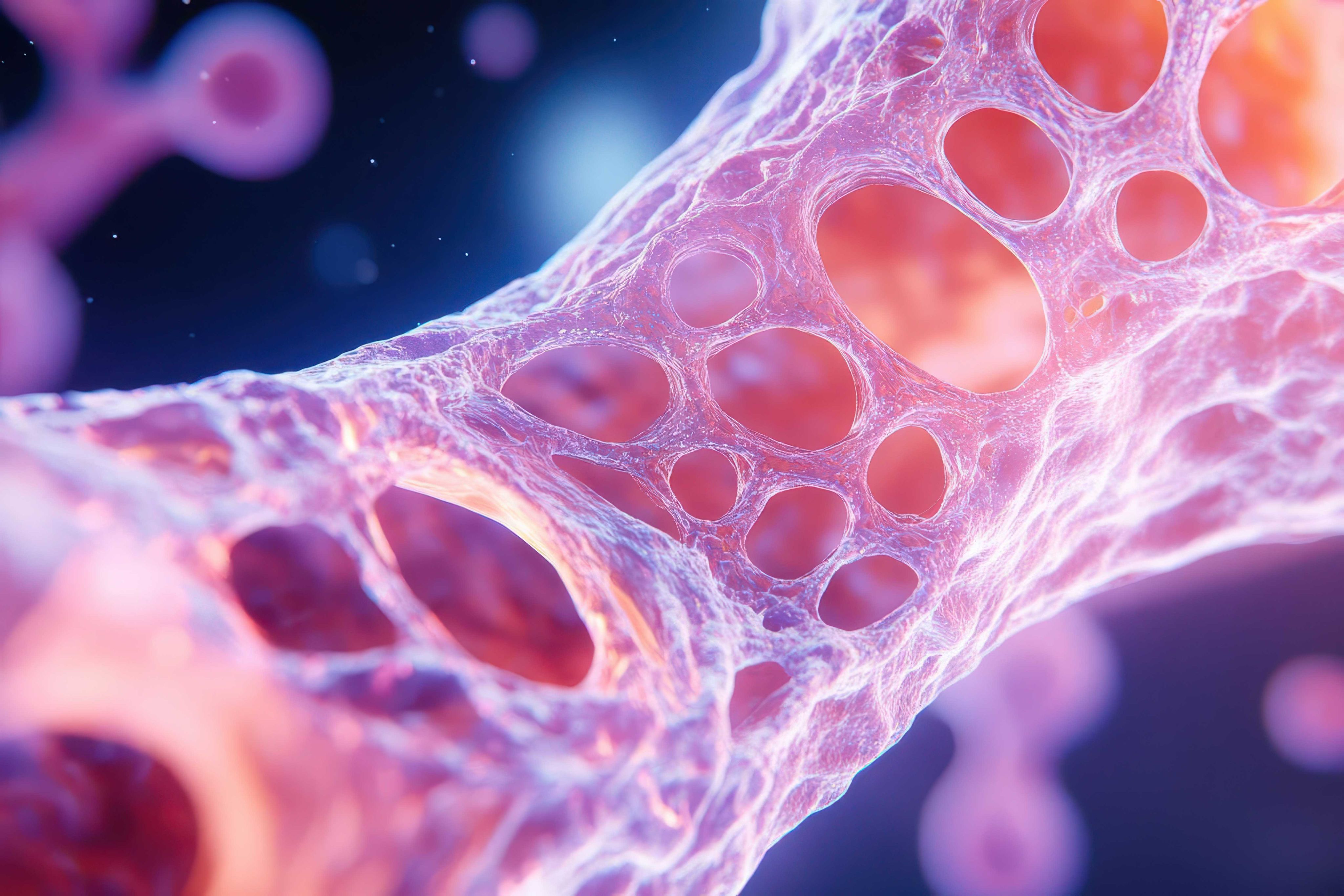 A microscopic image of the heart valve tissue, showing the cellular structure.