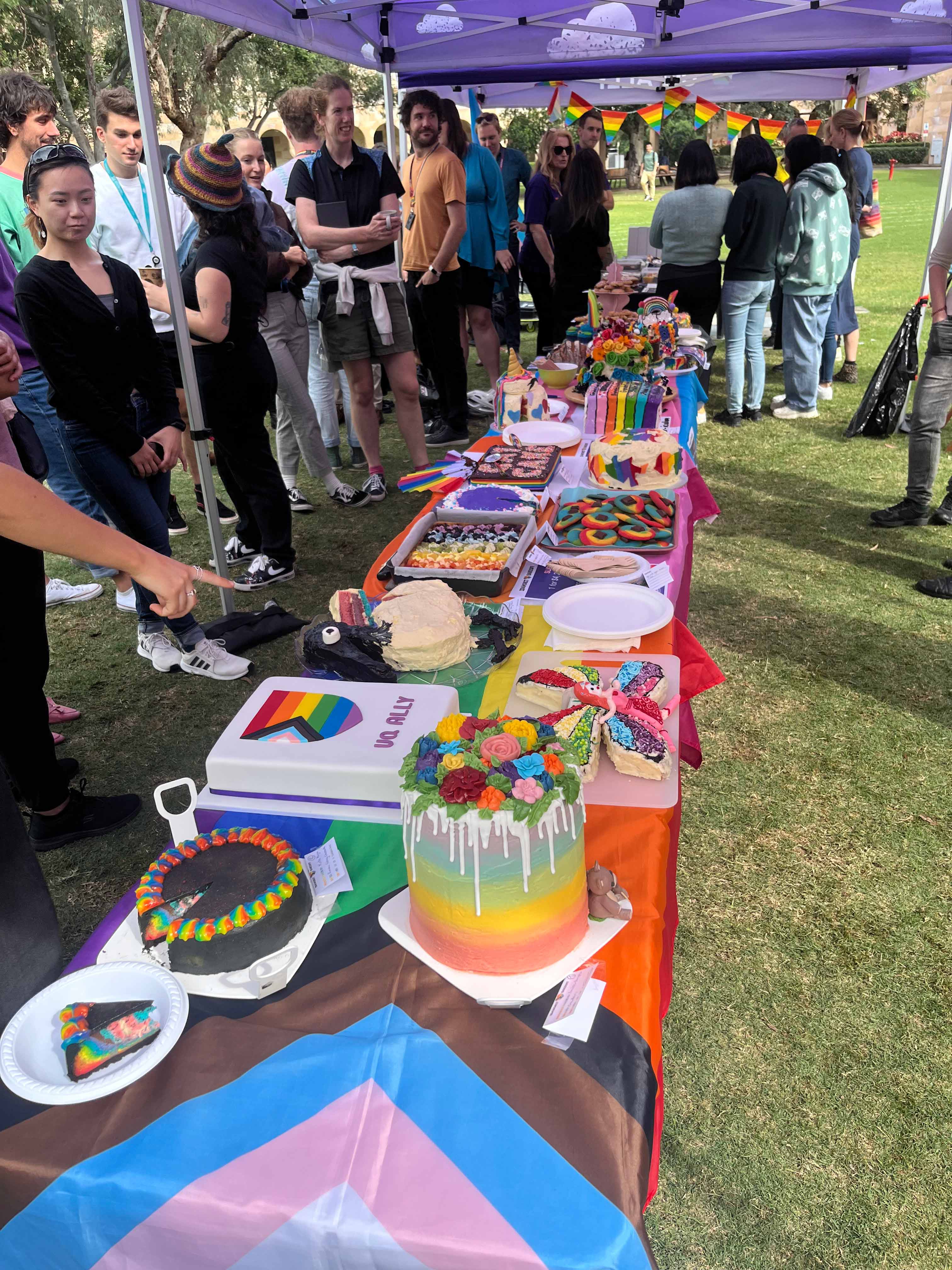 A collection of cakes at the Annual Great Rainbow Bake Off.