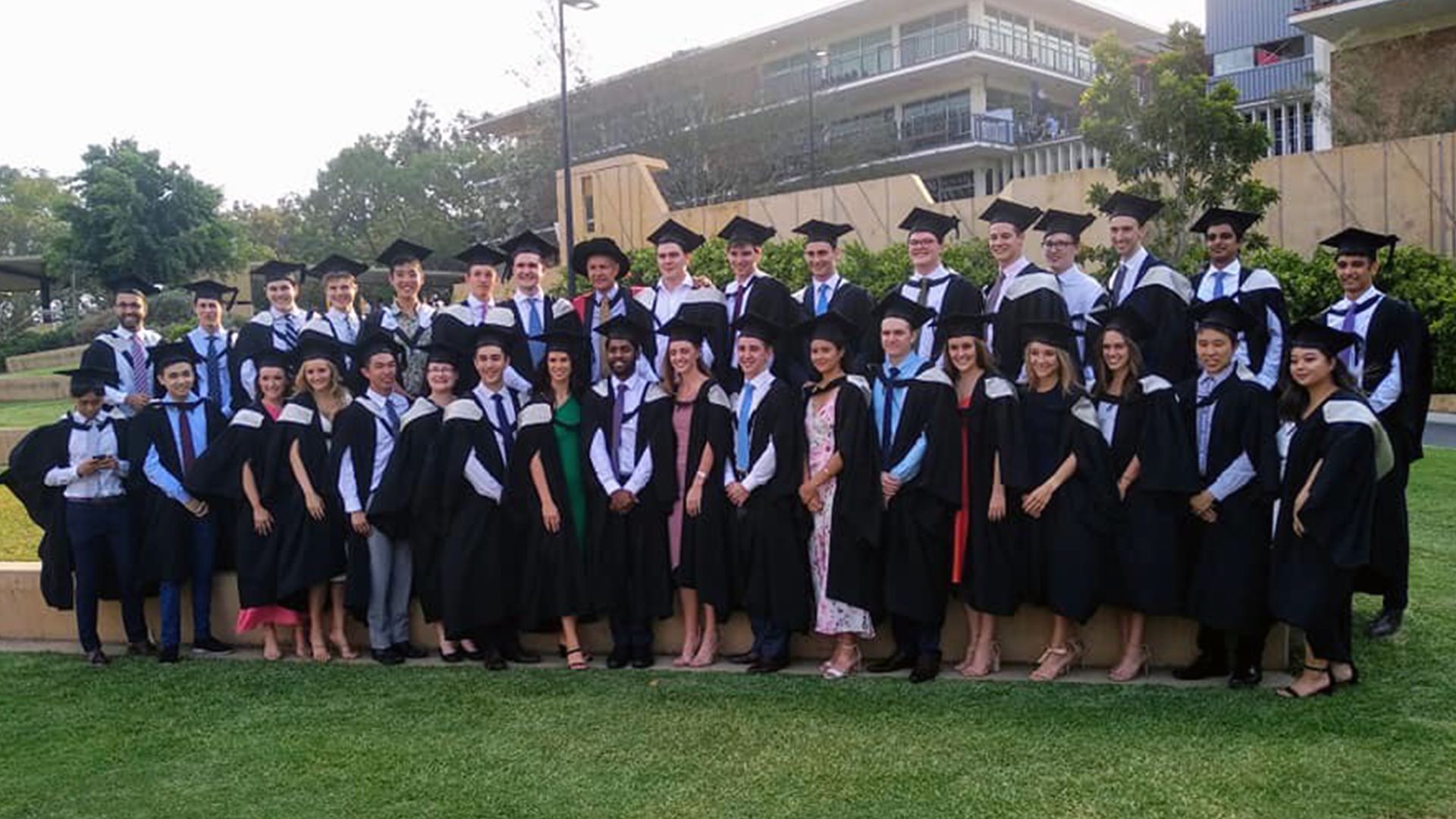 Graduation group in gowns