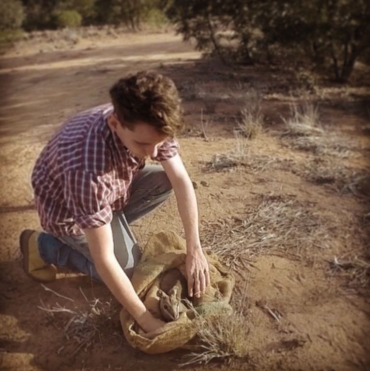 Thomas with a Bridled Nailtail Wallaby
