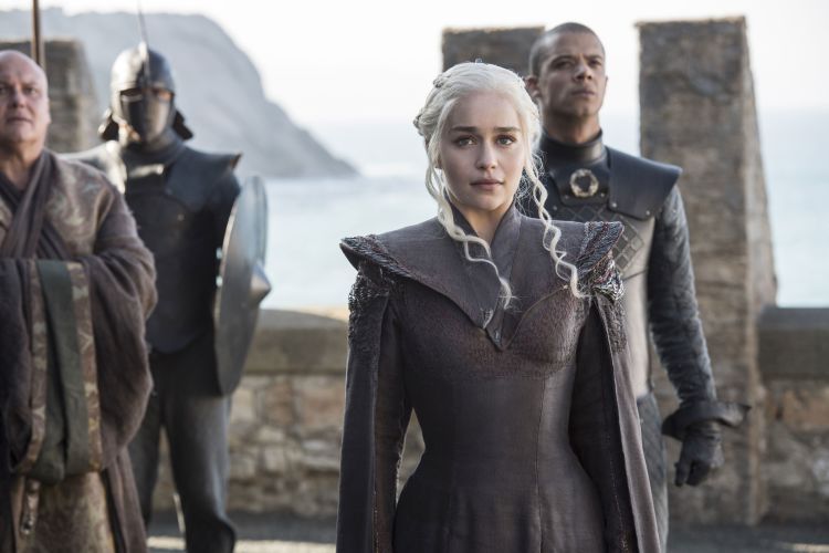 This is an image of Daenerys Targaryen in a scene from Game of Thrones