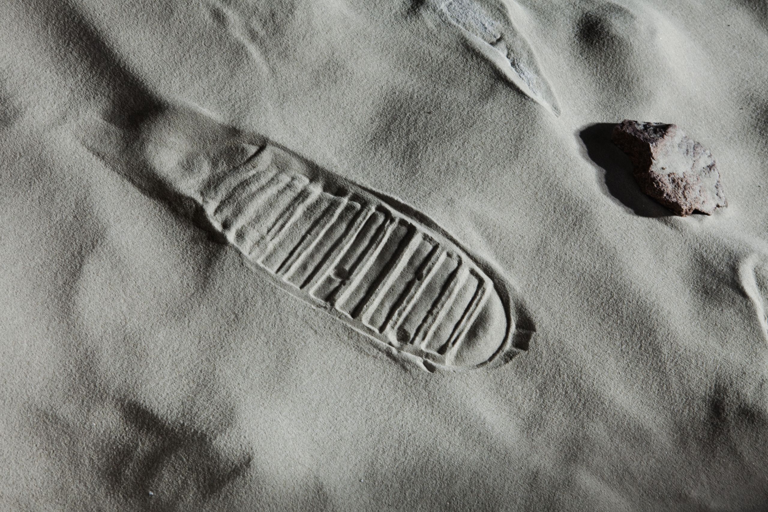 Stylised image of humankind's first footstep on the moon