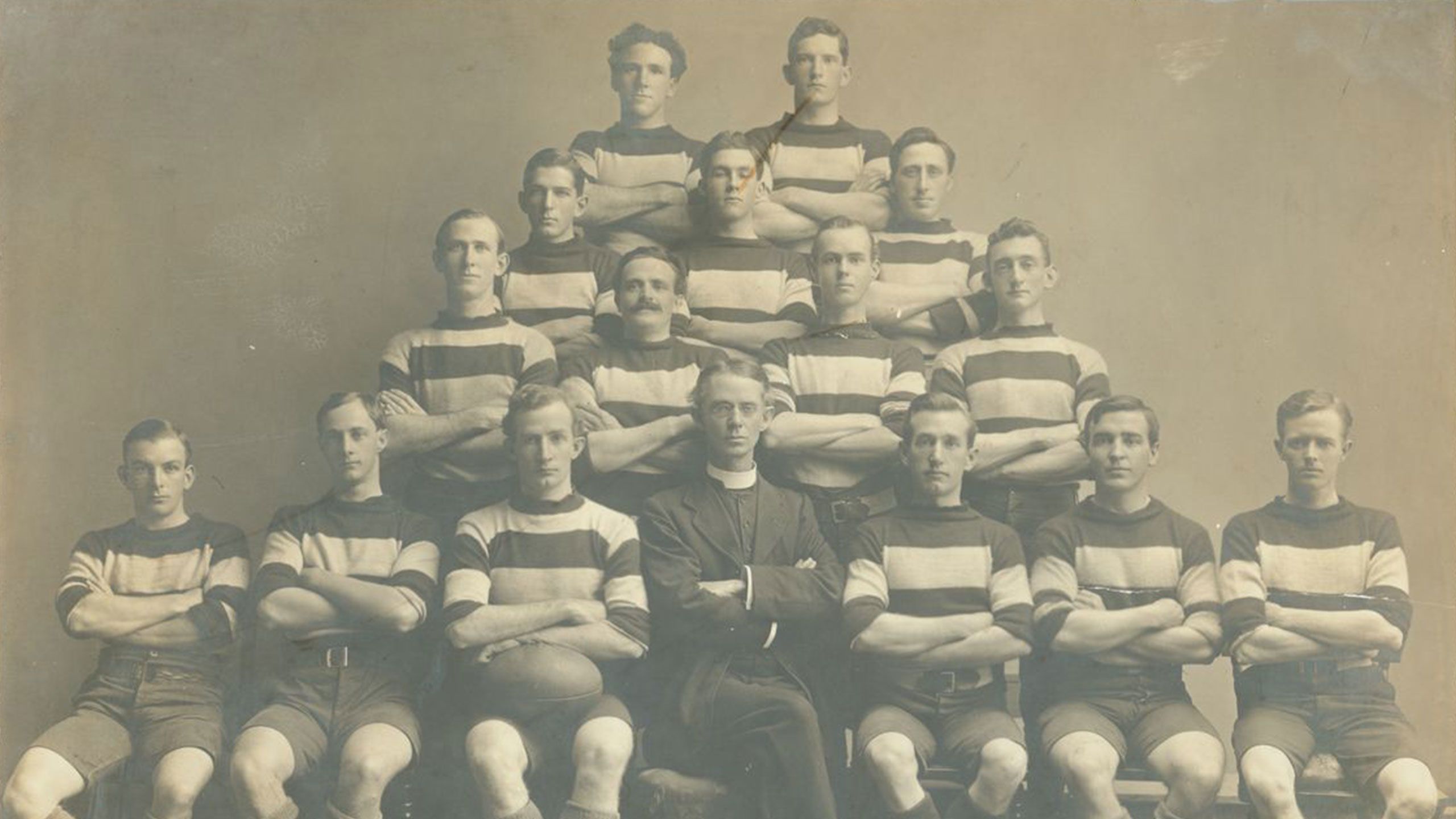 A team image of the UQ's King's College football team, the winners of the University's first Inter-college competition in 1913.