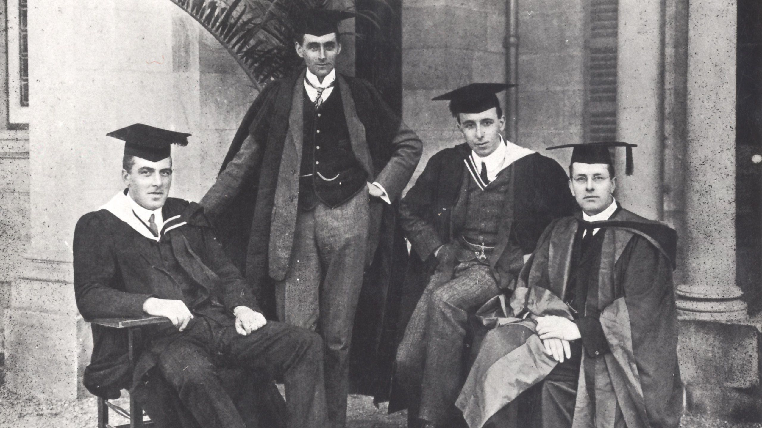 An image of The Foundation Professors of UQ: John Michie, Alexander Gibson, Henry Priestley and Bertram Steele in 1911.
