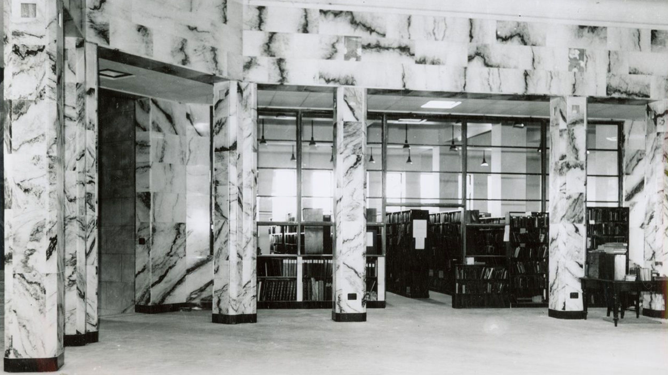 An image of the Main Library, which later became part of the Social Sciences and Humanities Library, in 1949.