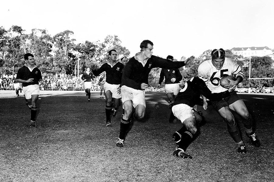 An image of a UQ rugby match in 1965.