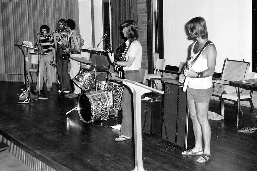 An image of students performing in a jazz concert in 1974.