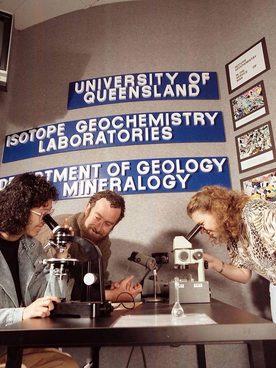 An image of people taking part in UQ's interactive display during Expo '88.