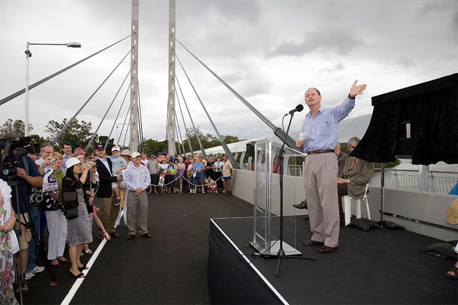 Brisbane Lord Mayor Campbell Newman opens the Eleanor Schonell Bridge in 2006.