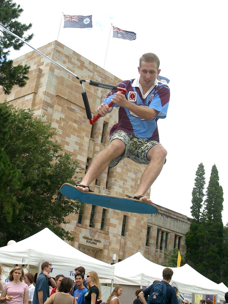 UQ Waterski Club member Joel McPherson during O-Week in 2003.