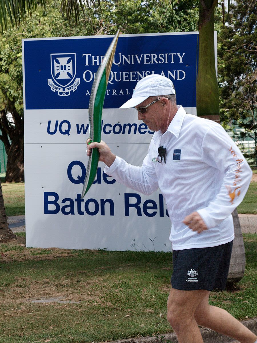The Queen's Baton relay passes through UQ ahead of the 2006 Commonwealth Games.