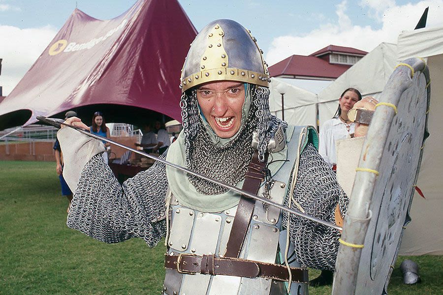A medieval welcome to O-Week at UQ's Ipswich campus in 2001.