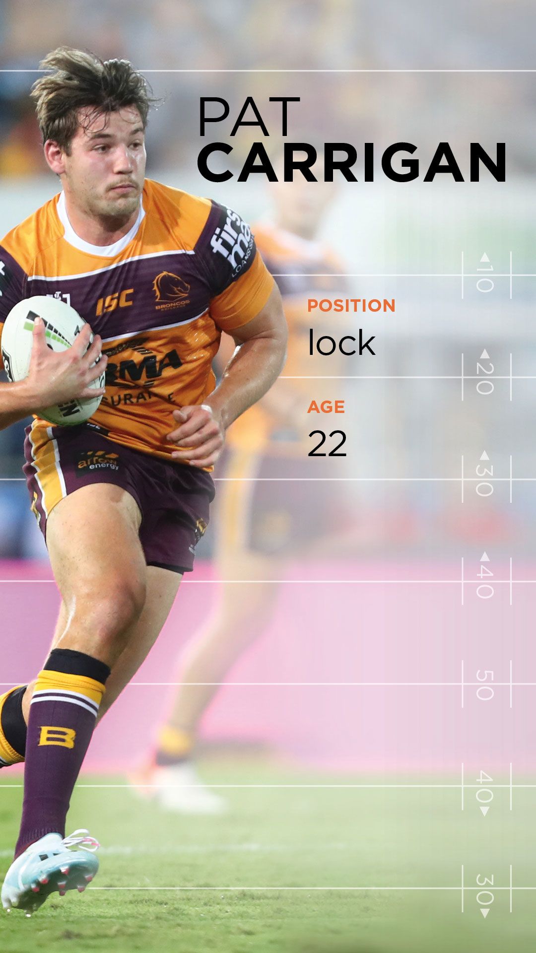 An image of UQ student and Broncos player Pat Carrigan in action.