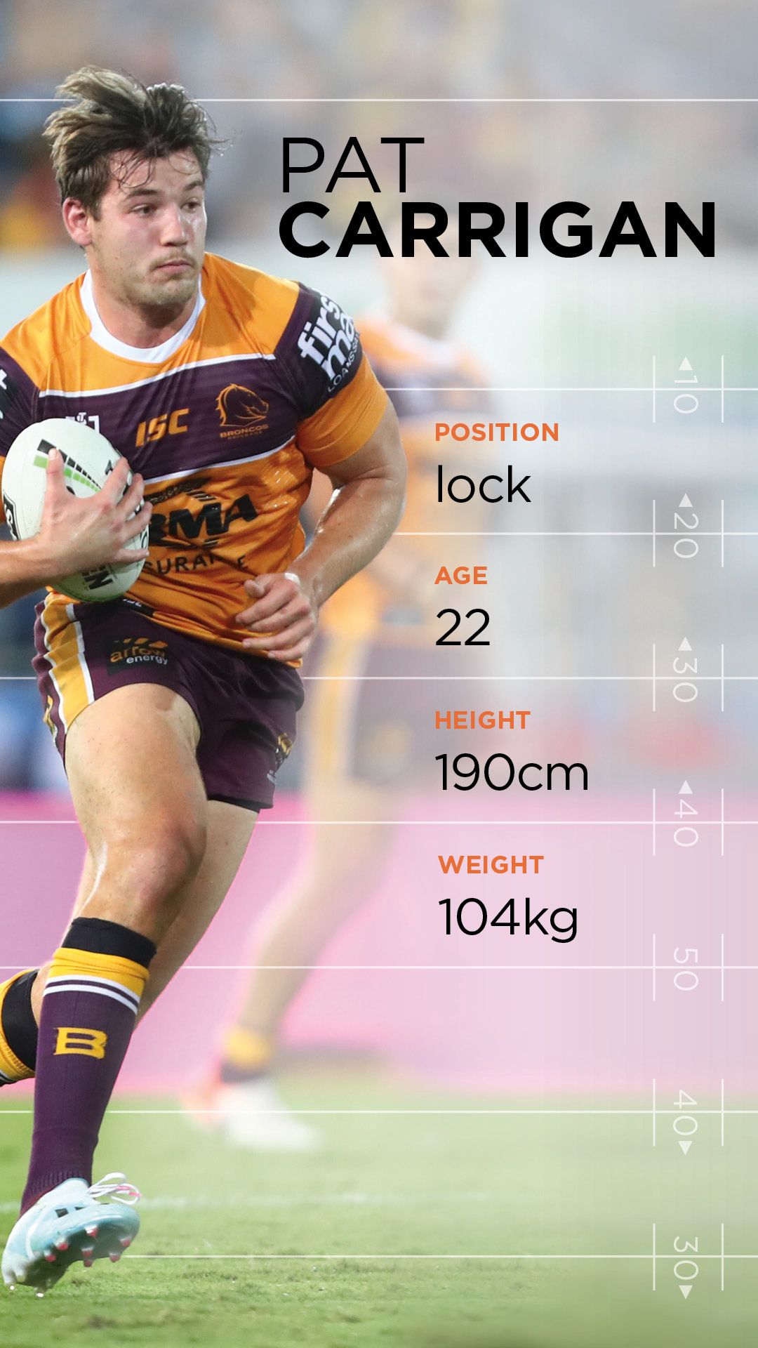 An image of UQ student and Broncos player Pat Carrigan in action.