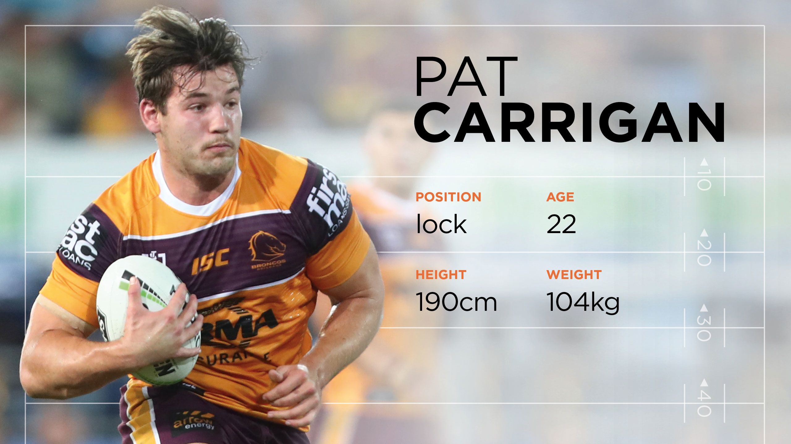An image of UQ student and Broncos player Pat Carrigan in action.