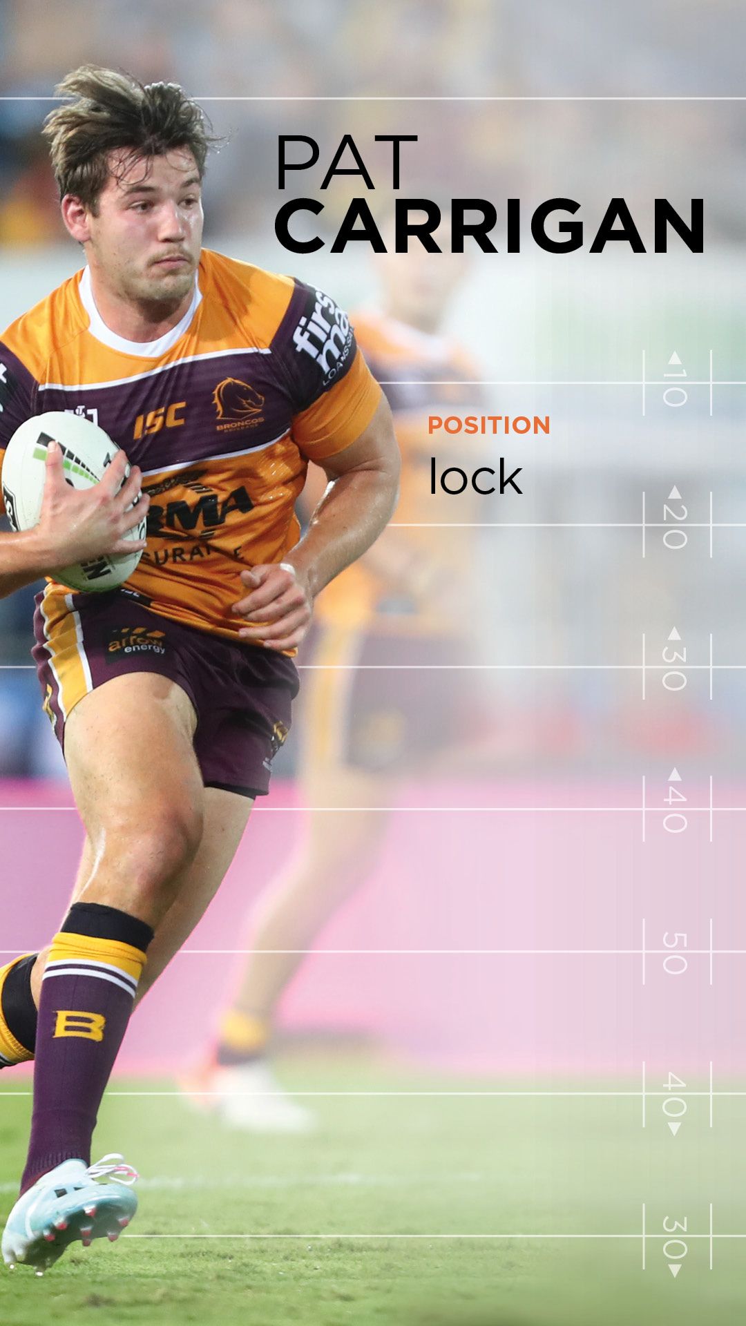 An image of UQ student and Broncos player Pat Carrigan in action.