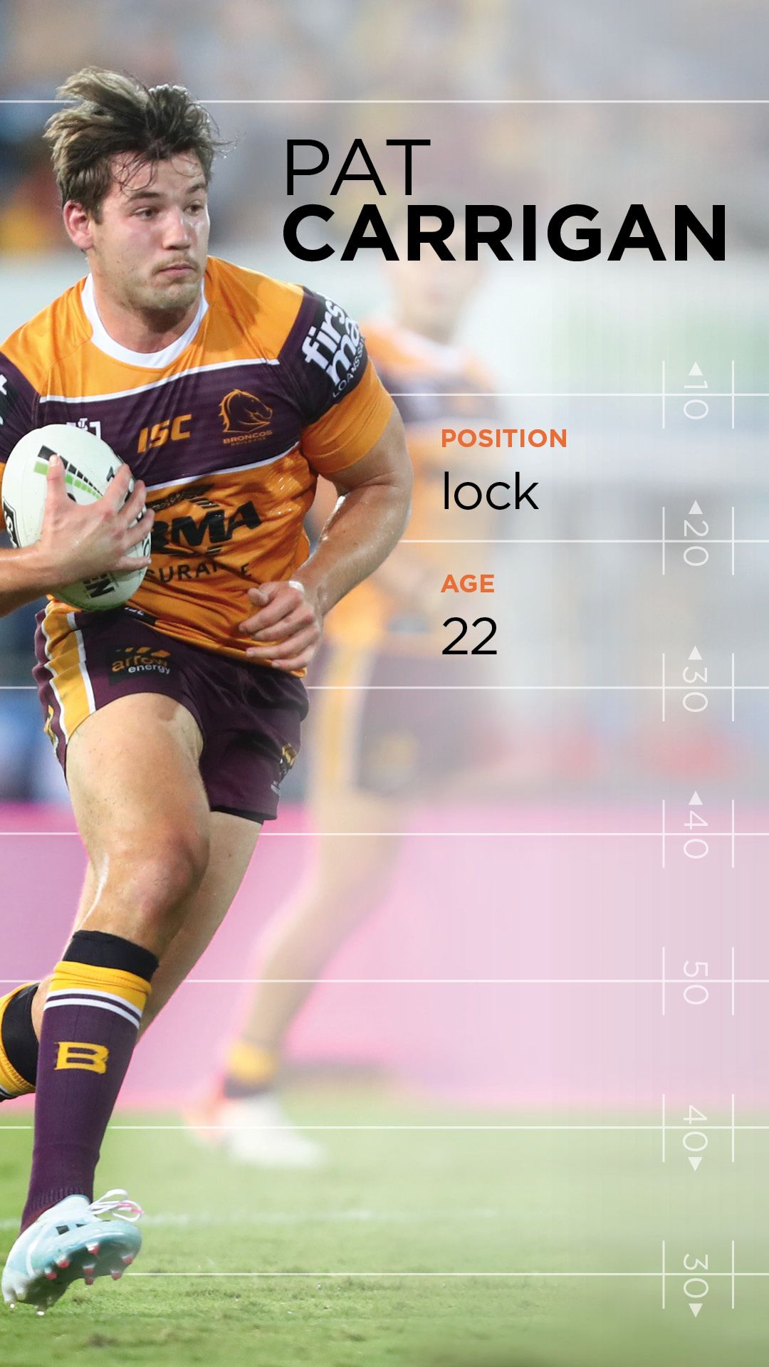 An image of UQ student and Broncos player Pat Carrigan in action.