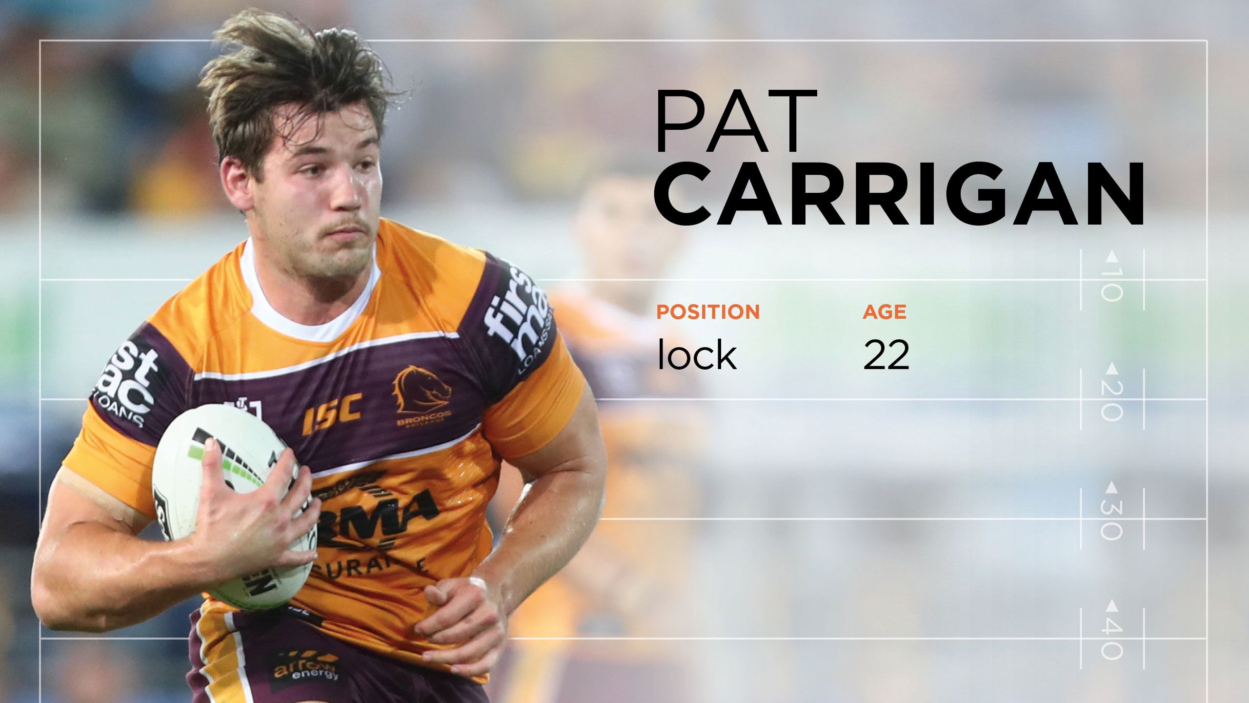 An image of UQ student and Broncos player Pat Carrigan in action.