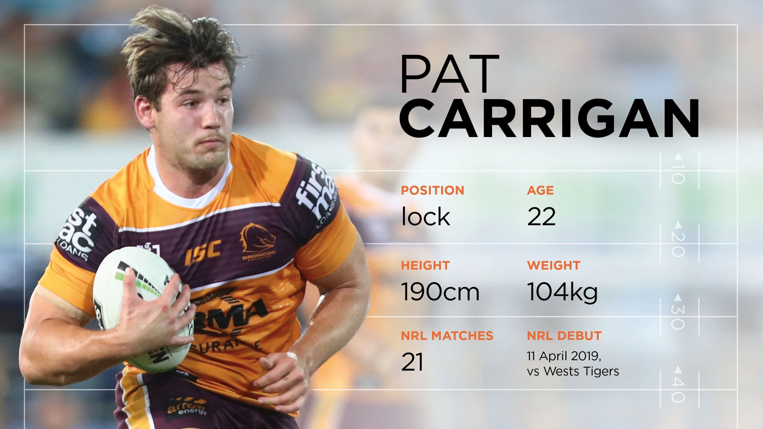 An image of UQ student and Broncos player Pat Carrigan in action.