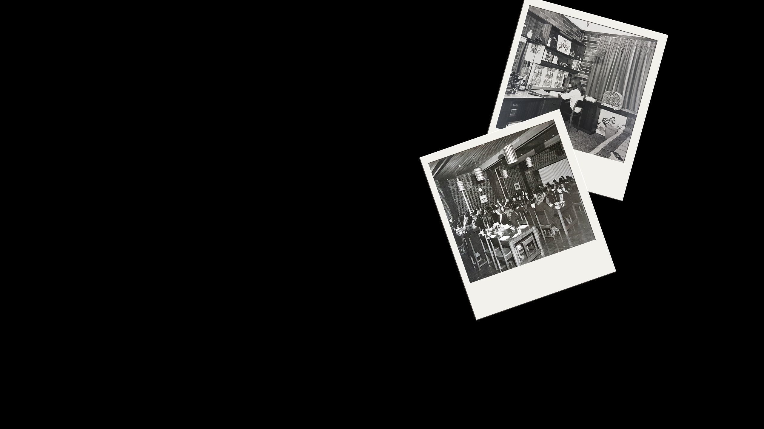 Historic images of Grace College over the past 50 years, including a student studying, students eating in the dining hall and an outside view of the college.