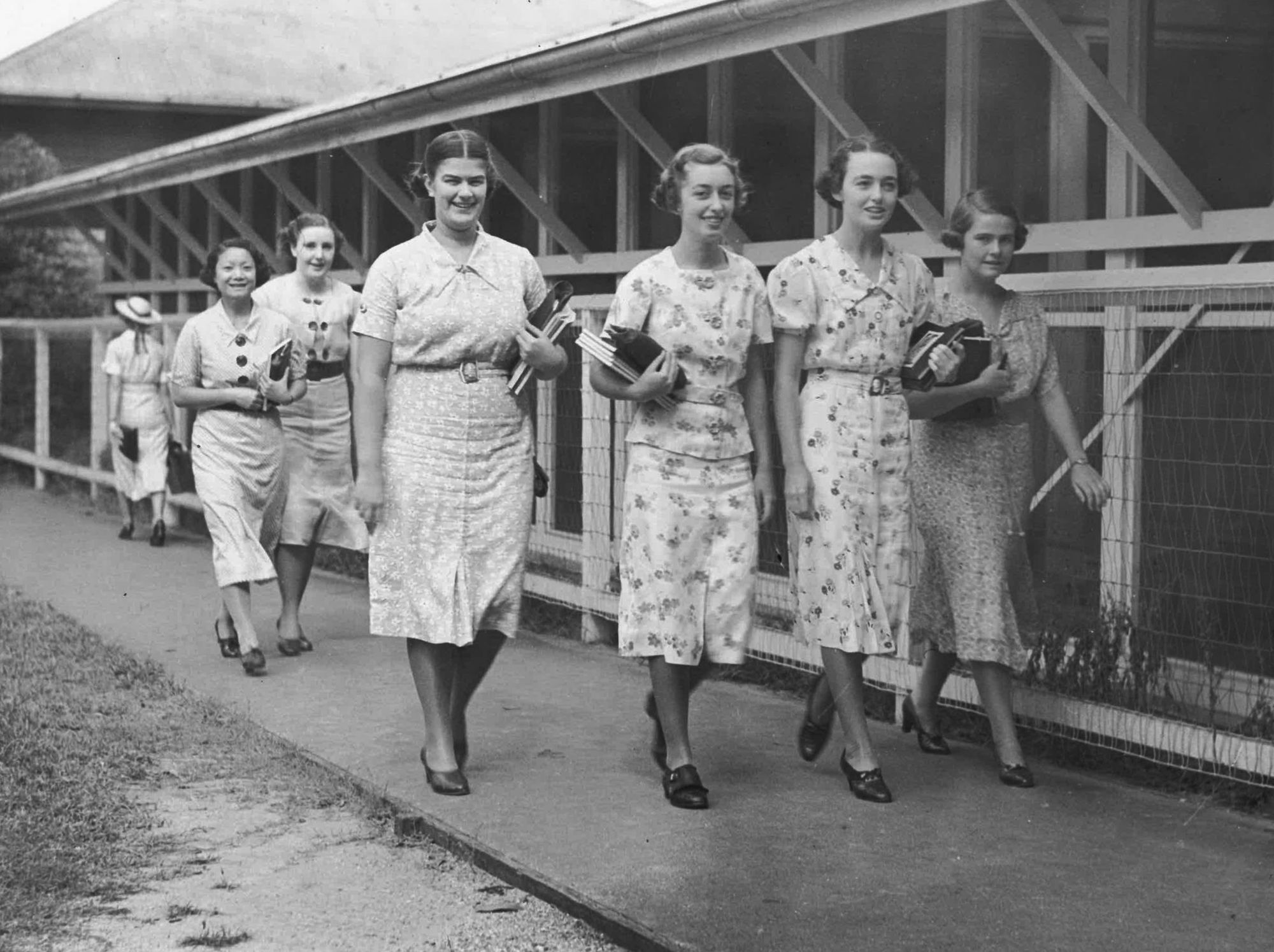 Image of girls heading to the cloakroom.