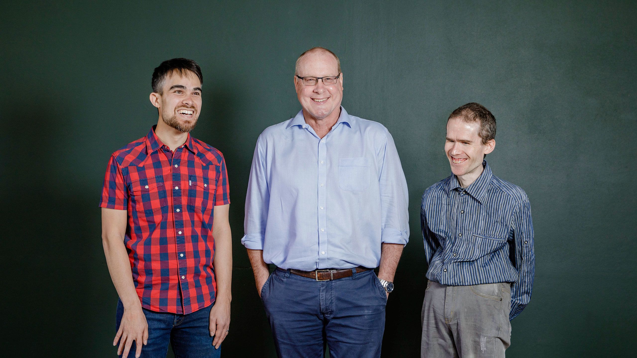 A group image of Michael Curran, James Boreham and Jamie Teh from NV Access.