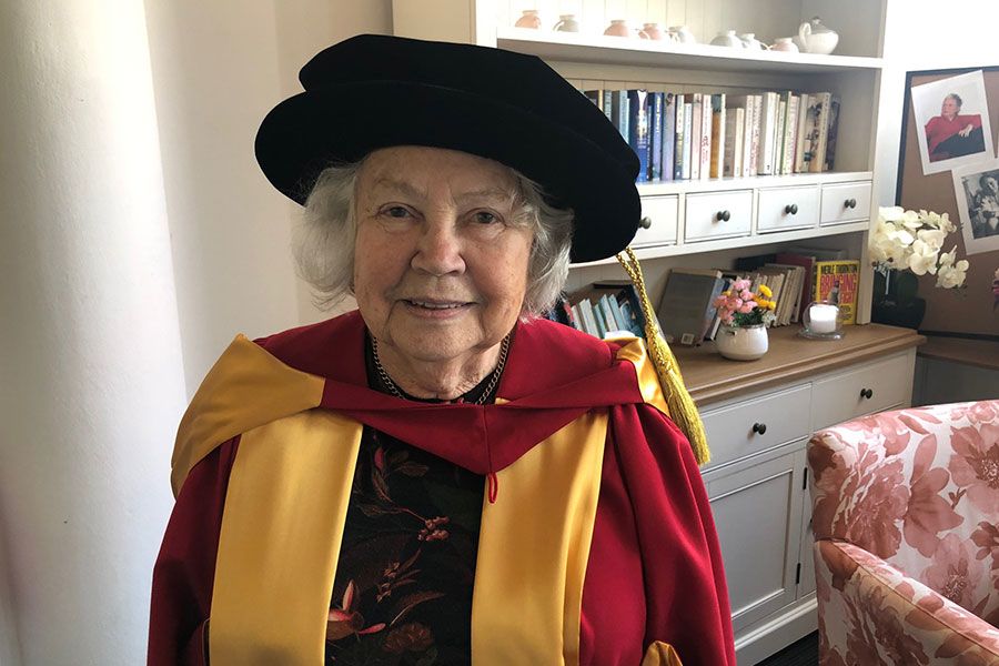 Adjunct Associate Professor Merle Thornton AM after being awarded an Honorary Doctor of Letters.