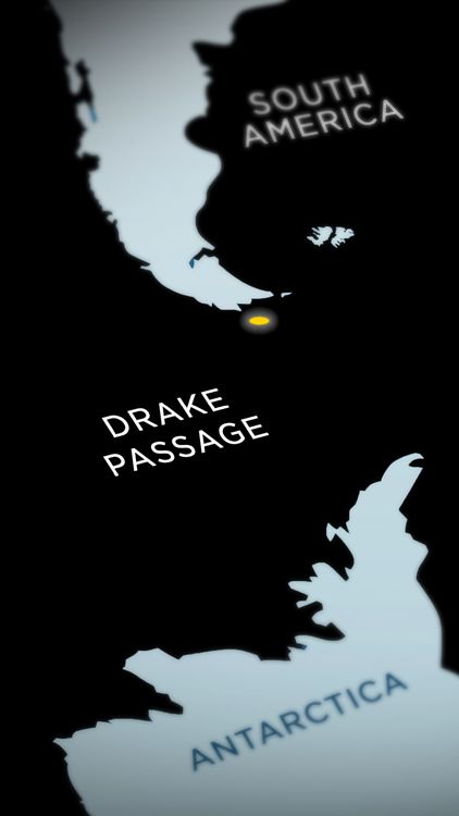 This is a map of the Drake Passage, between South America and Antarctica.