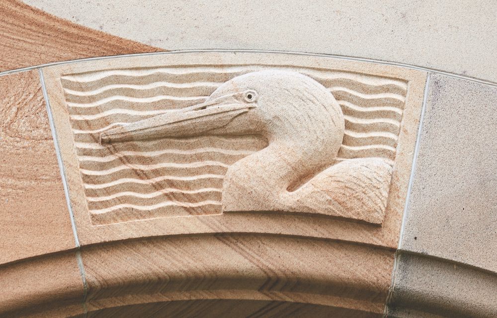 Reef heron arch-carving