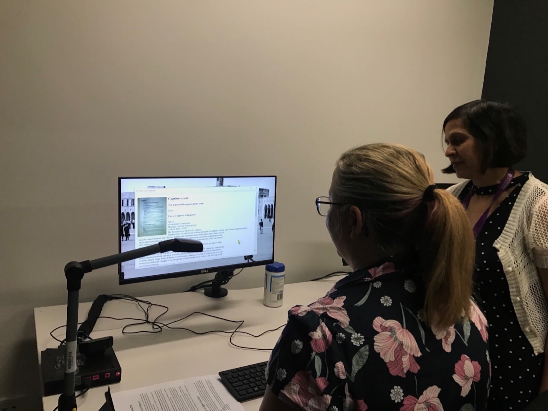 Leonie Meyn and Angela Hannan using the Pearl camera.