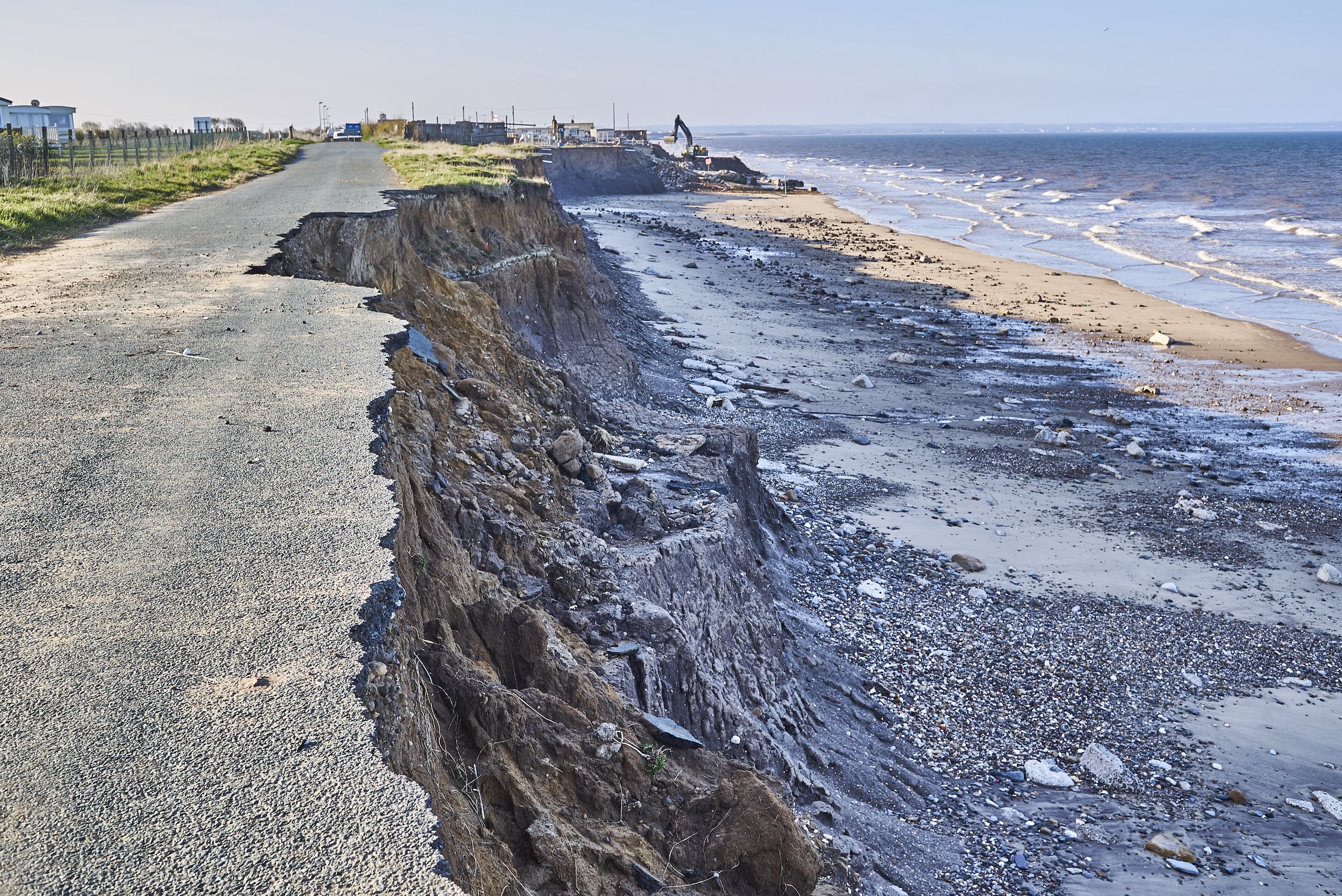 Coastal erosion of the cliffs at Skipsea, Yorkshire.