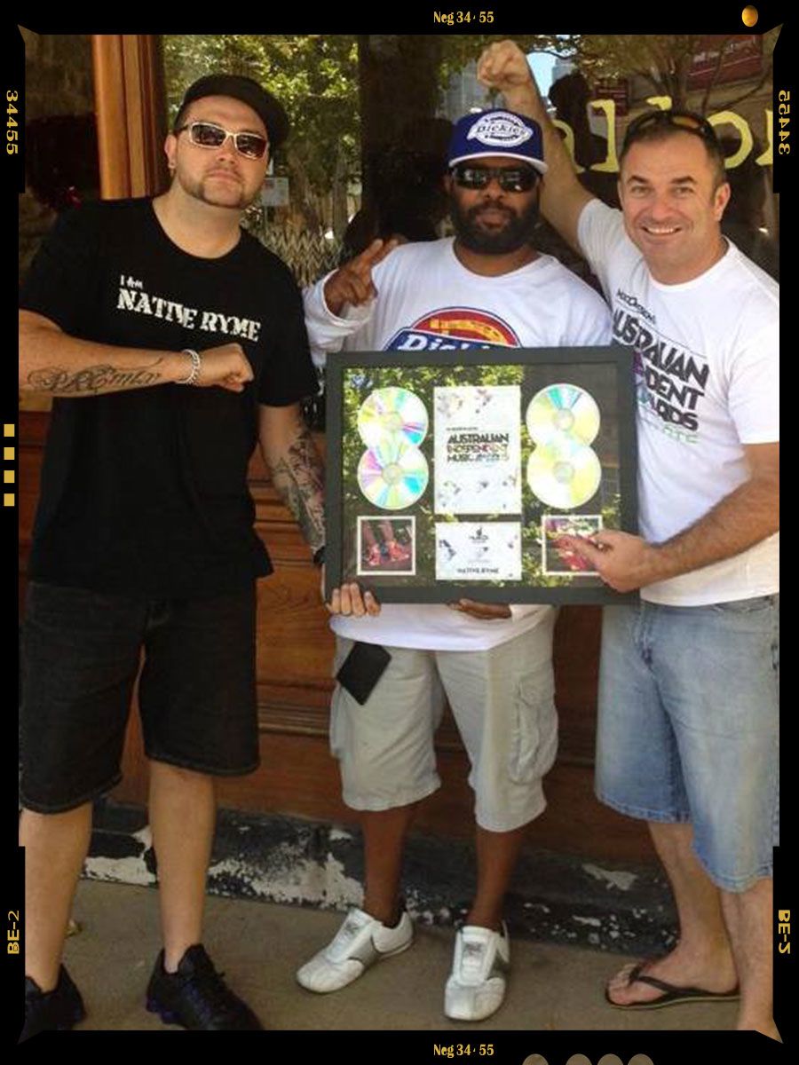 An image of Cameron Callope with his Legend Award from the Australian Independent Music Awards & Music Oz.