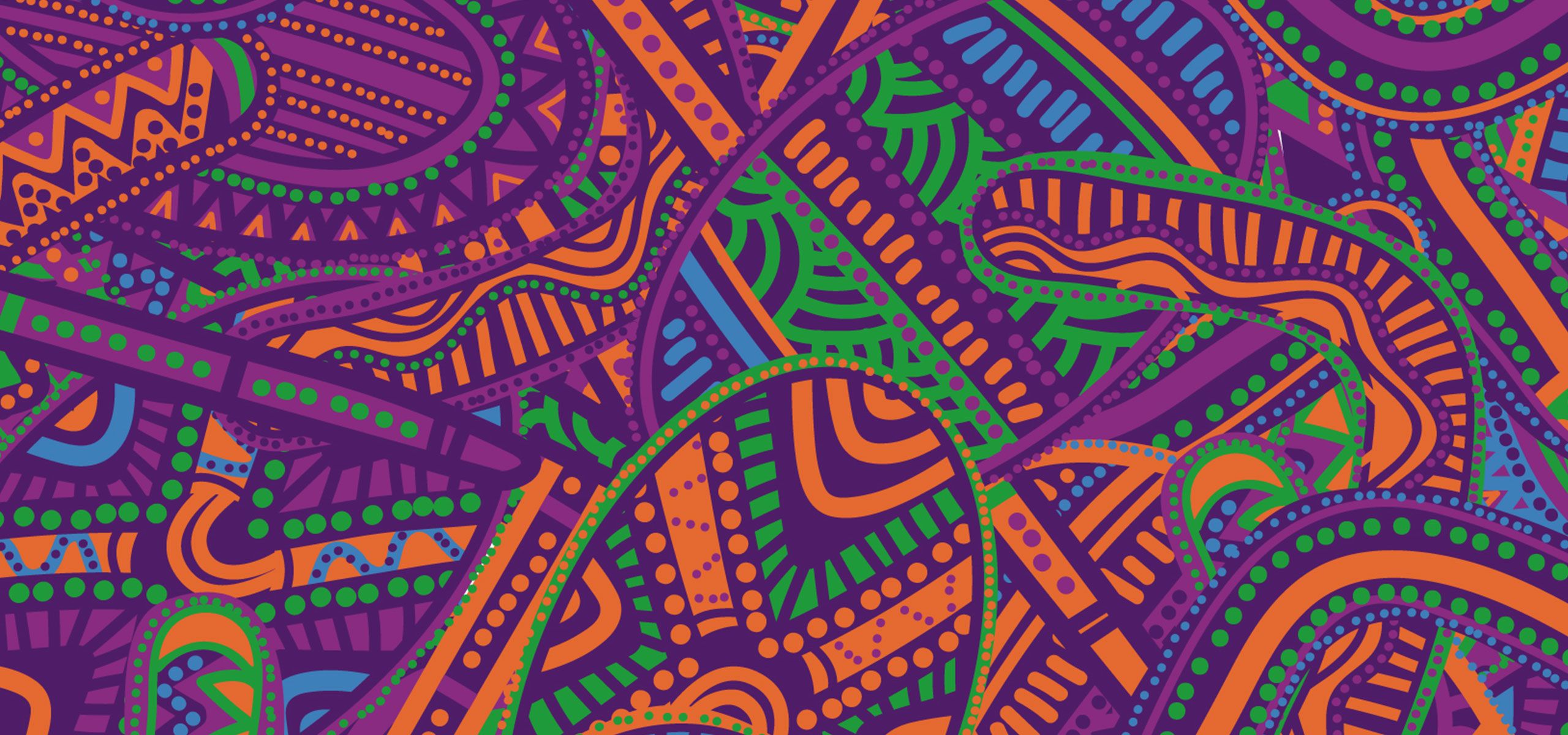 This banner image features the Brisbane River pattern from A Guidance Through Time by Quandamooka artists, Casey Coolwell and Kyra Mancktelow.