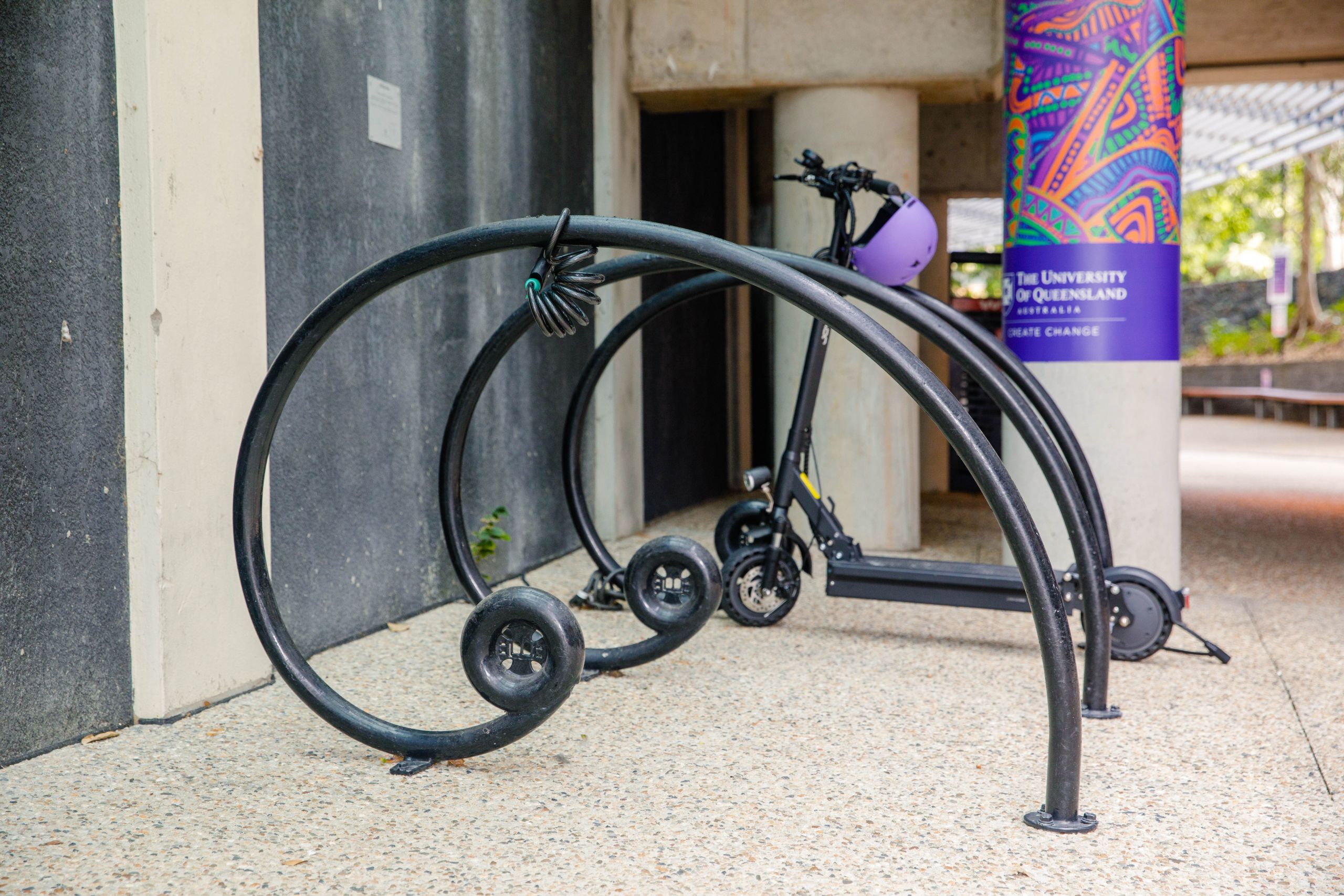 Fibonacci spiral bike racks by Jonathan Wei