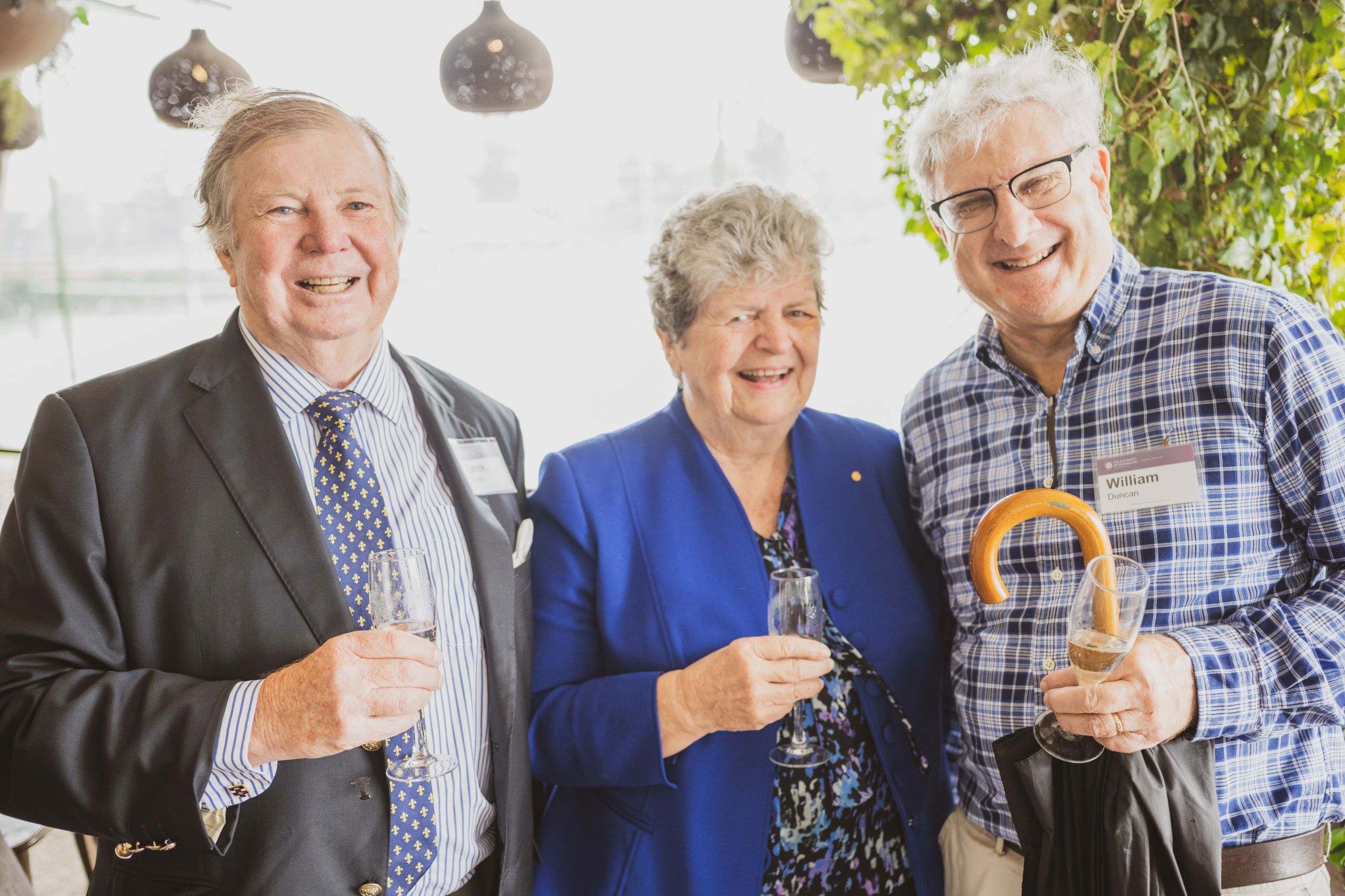 An image of Derek Murphy, Leneen Forde and William Duncan at the UQ Law School Class of 1970 50th reunion.