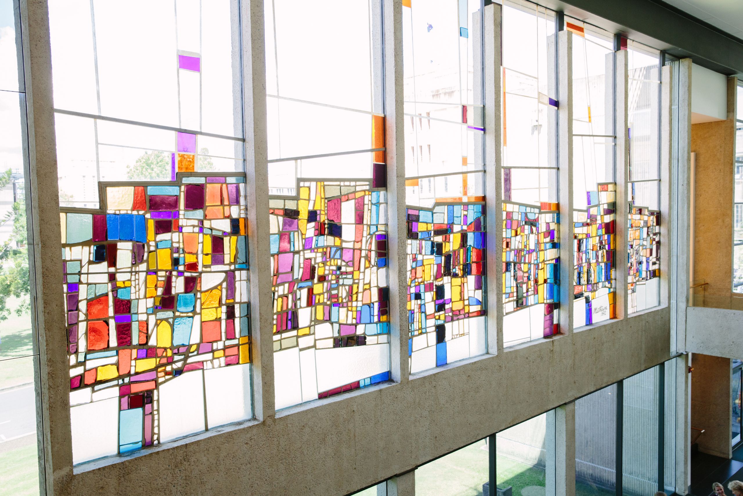 UQ Art Museum stained glass windows.