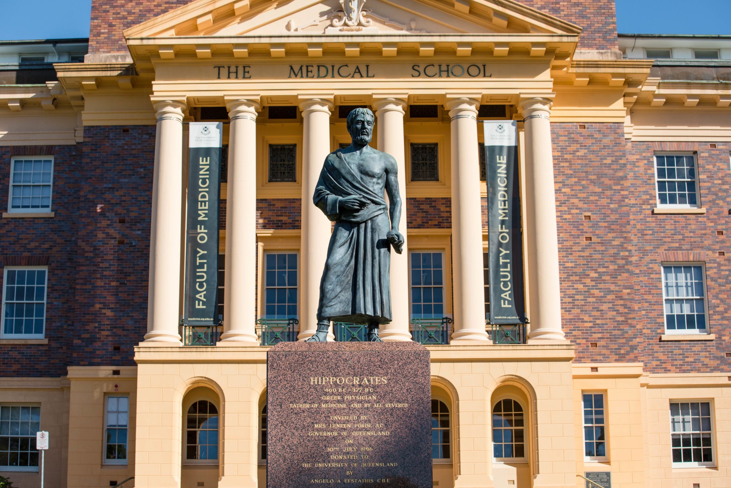 A sculpture of Hippocrates at UQ Herston.
