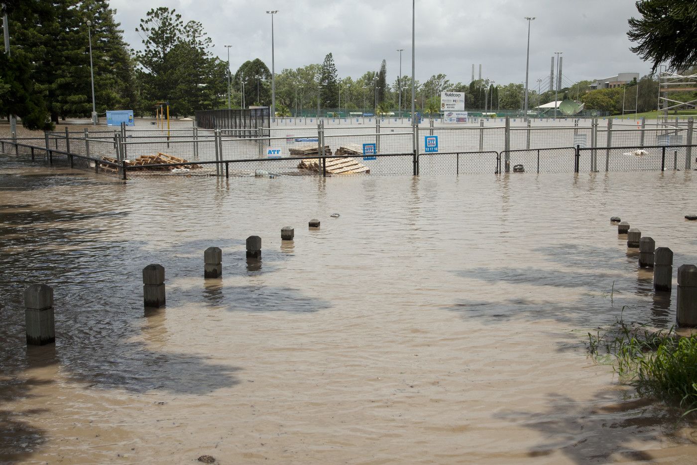 An image of flooded UQ Sport grounds and facilities.