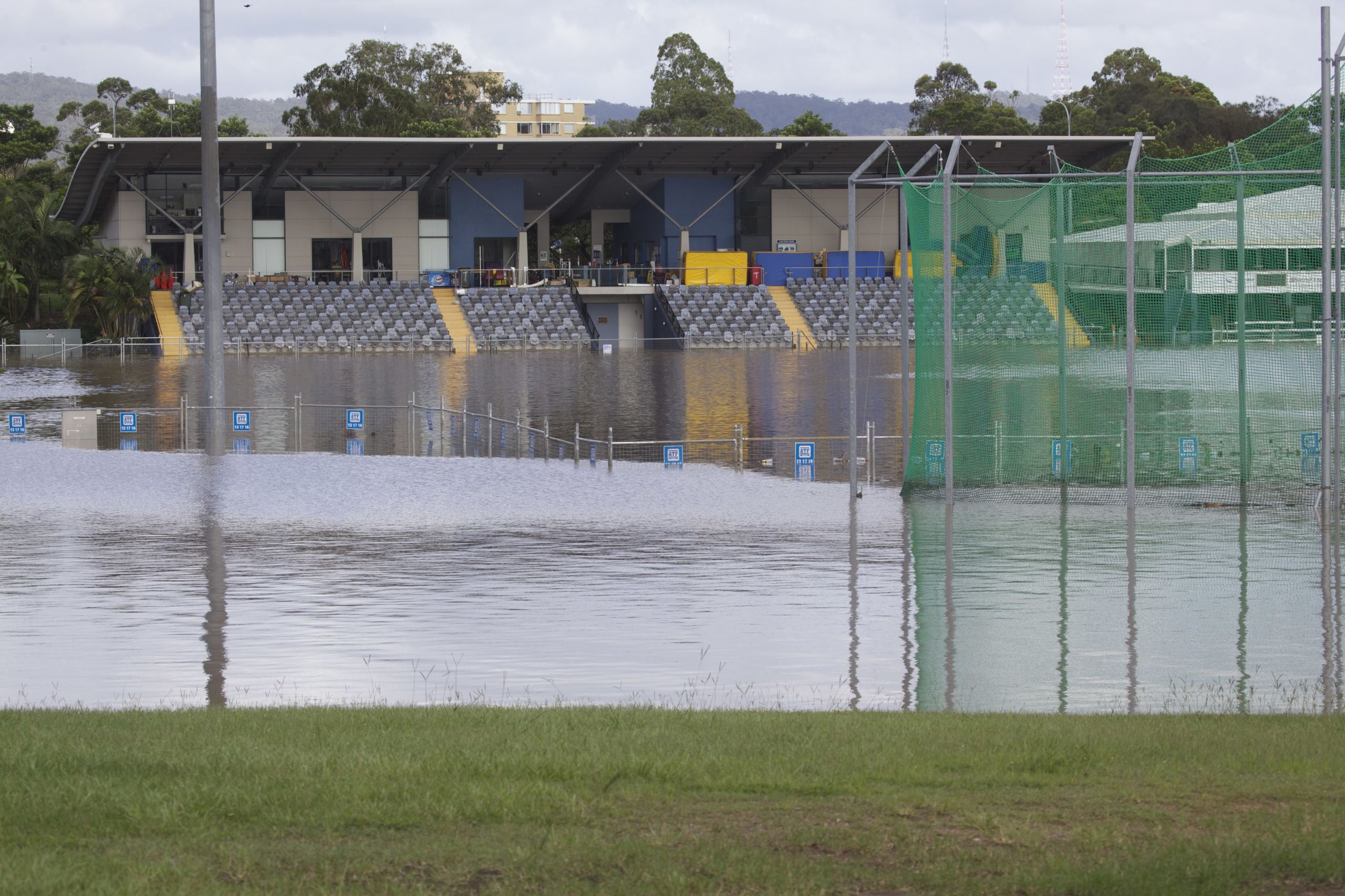An image of the UQ Athletic Centre under water.