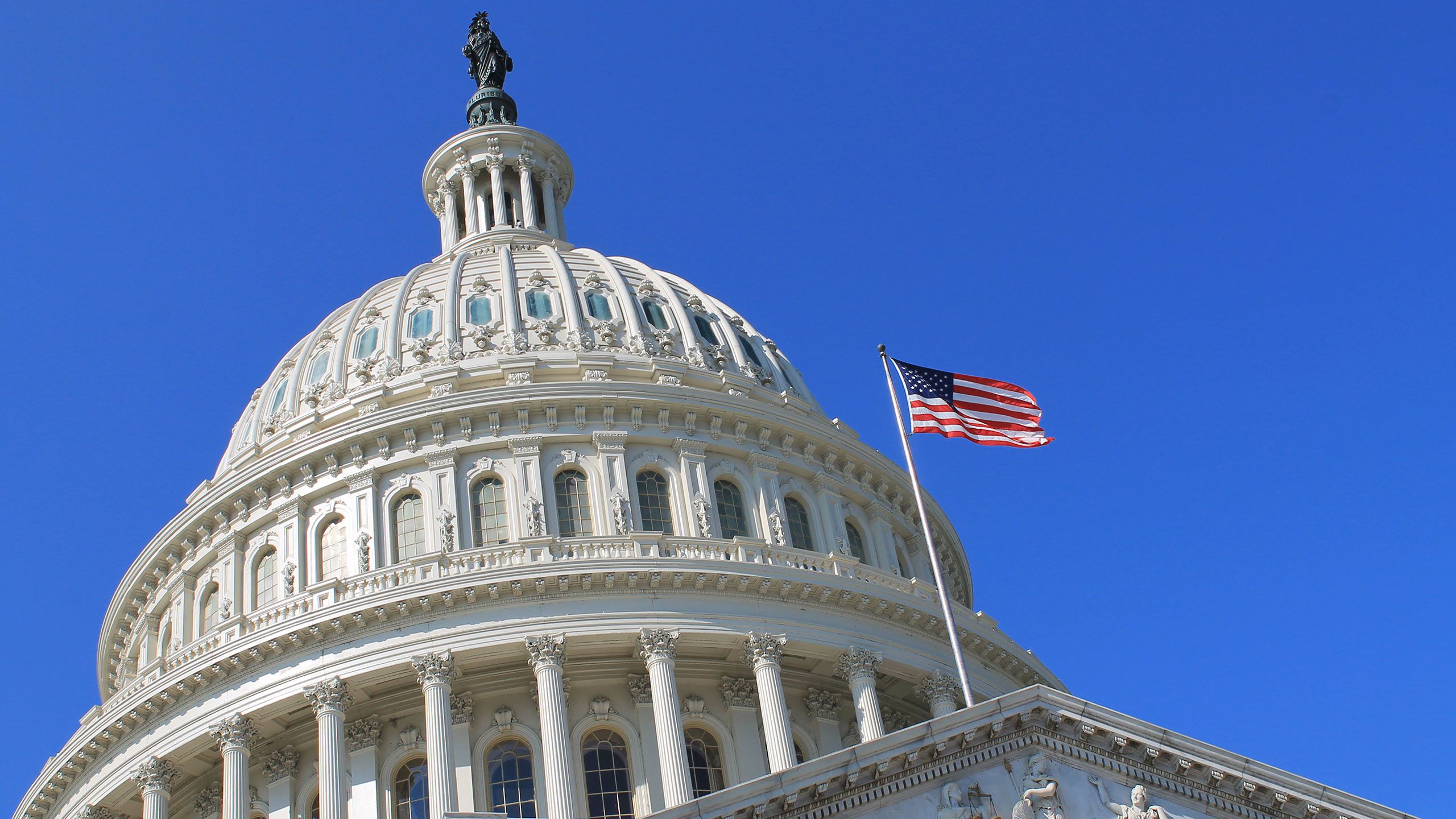 United States capital building and American flag