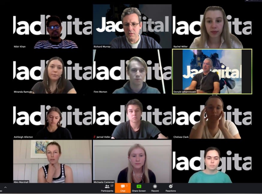Twelve people on a Zoom call.