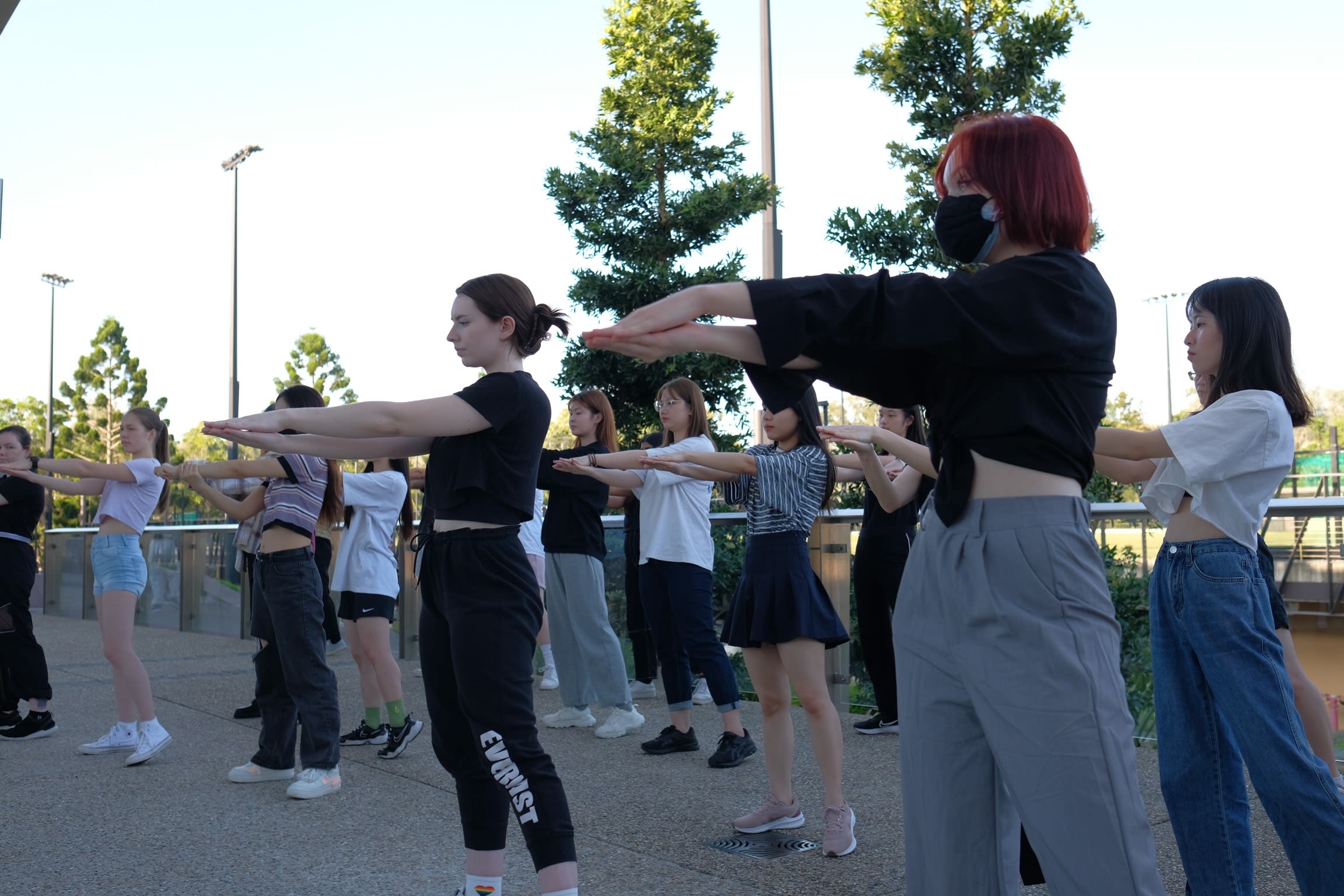 K-Pop dancers in practice