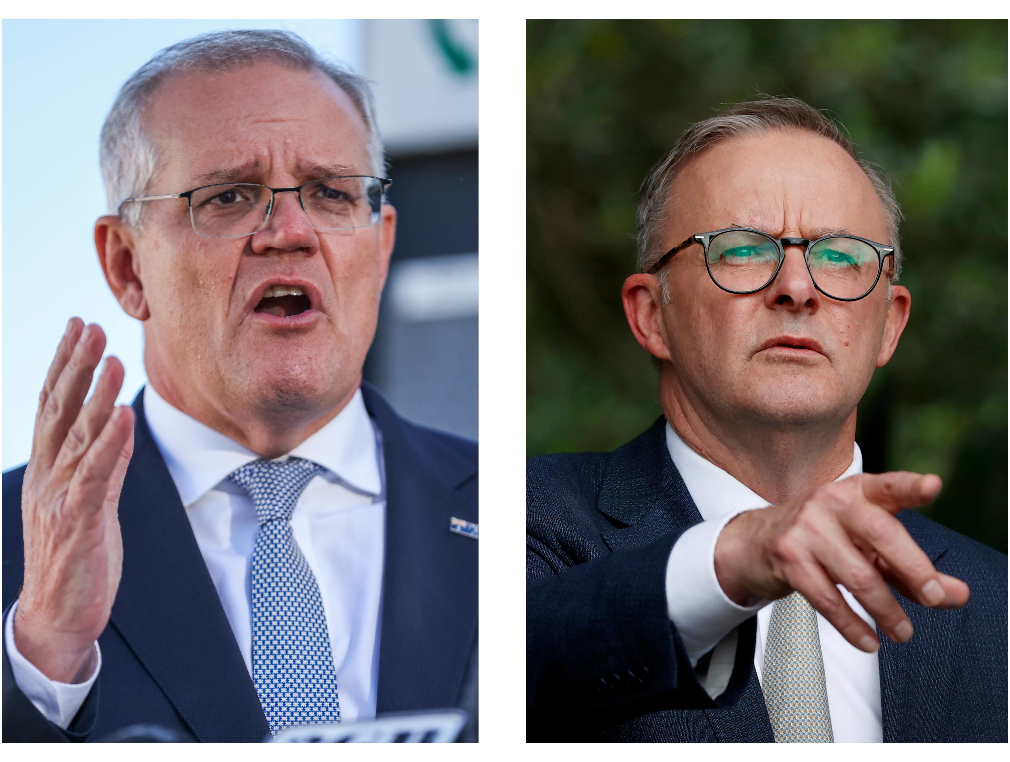 A composite image showing Scott Morrison on the left and Anthony Albanese on the right.