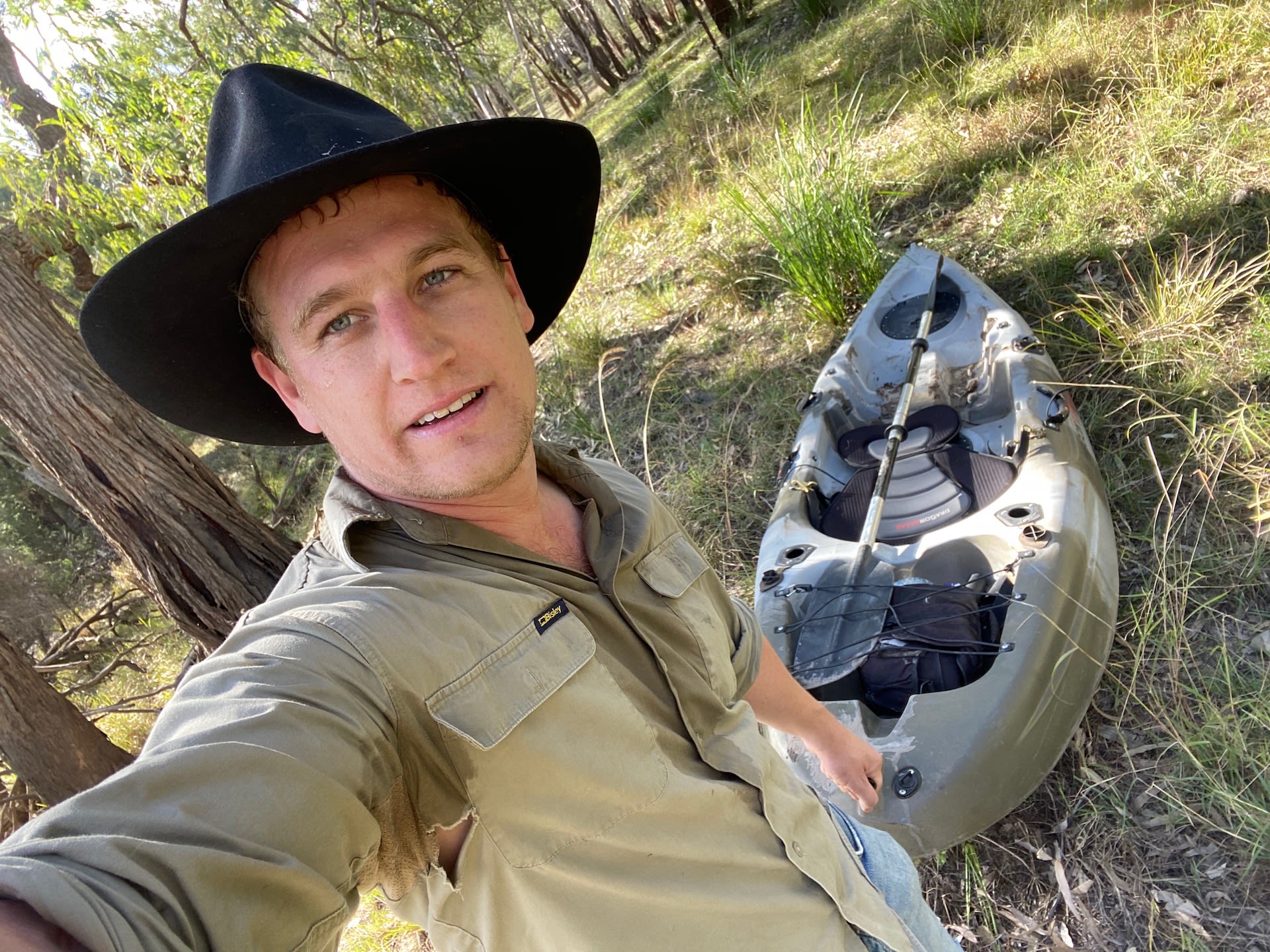 An image Harry Clarke after kayaking along the Condamine River.