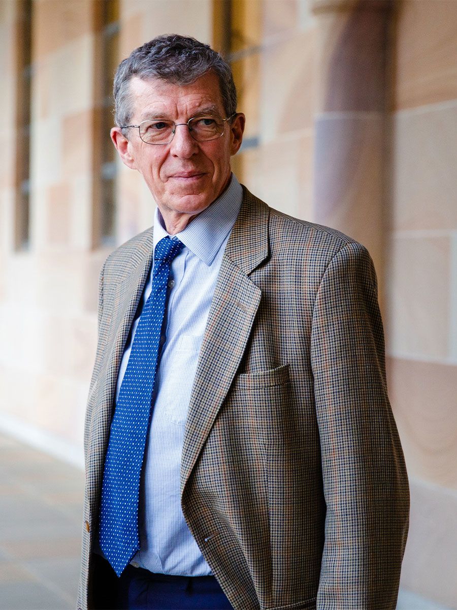An image of Professor Ian Frazer standing in the Great Court.