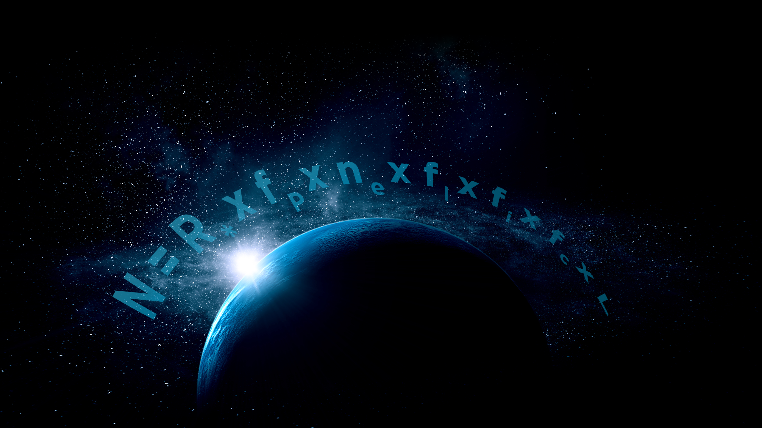 An image of planets and stars in outer space.