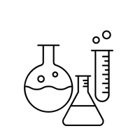 Science laboratory testing equipment line drawing