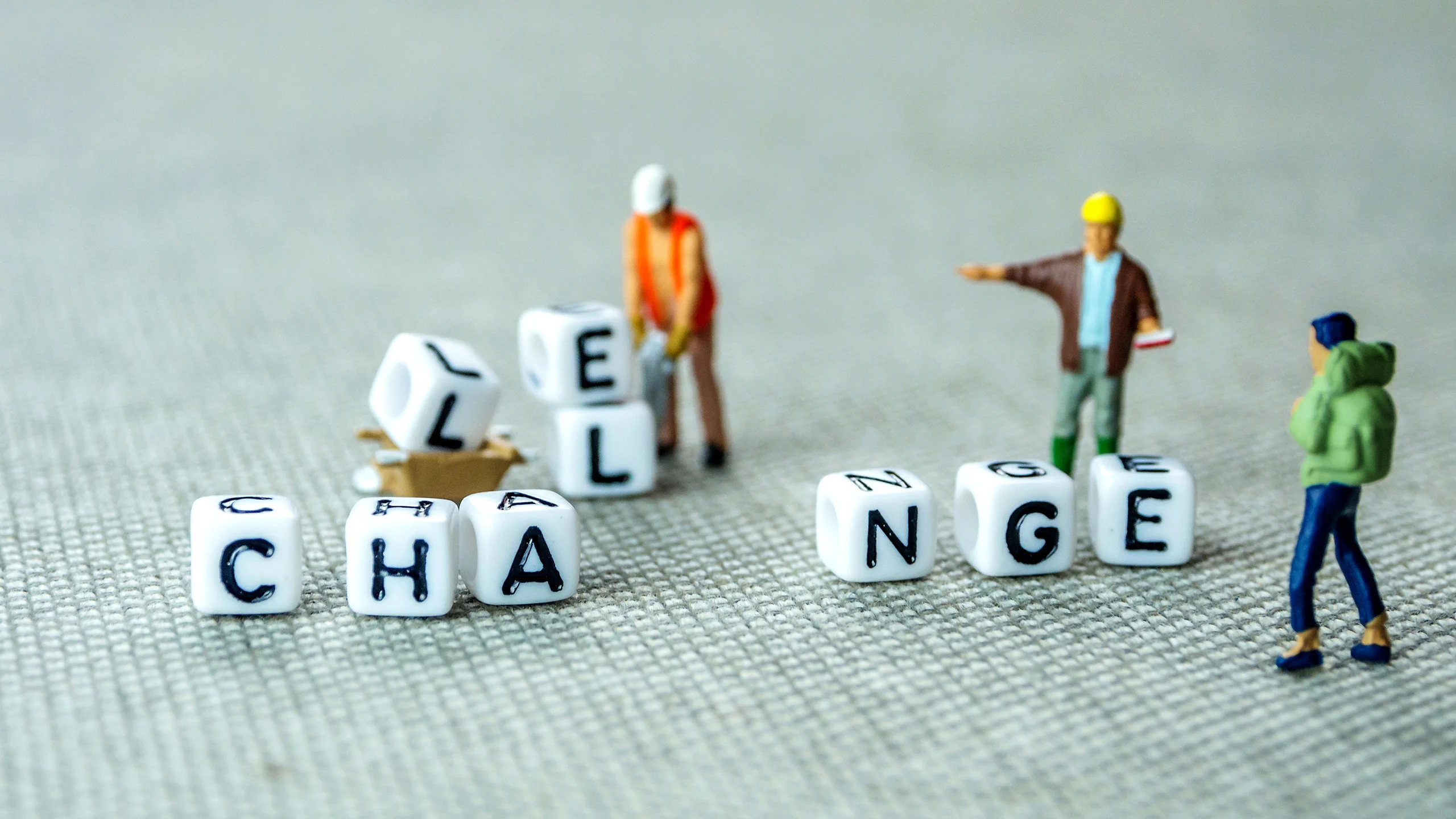 Dice reading 'change' and 'challenge'